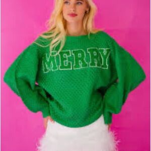 Judith March Green MERRY Sweater, medium NEW, Never Worn